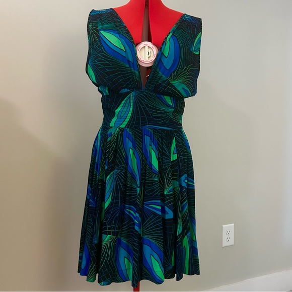 Trashy Diva Dresses & Skirts - TRASHY DIVA Deco Peacock Deep Cut Doris Dress